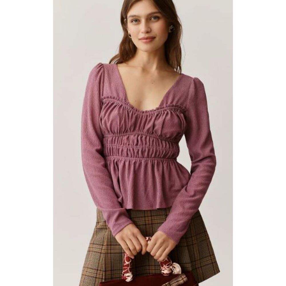 Maeve Long-Sleeve Smocked Top